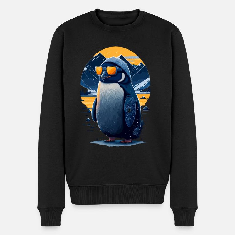 Cooler Pinguin - Männer Premium Bio Pullover - Schwarz
