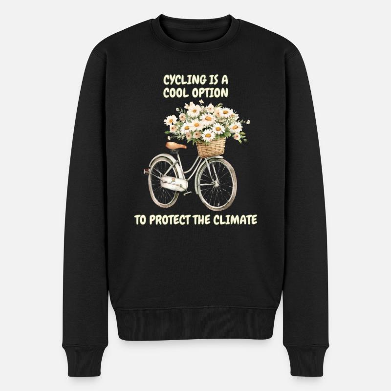 Radfahren ist eine coole Option, um das Klima zu schützen - Männer Premium Bio Pullover - Schwarz