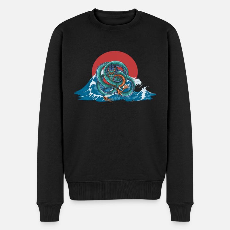 Japanischer Drachen China Asien - Männer Premium Bio Pullover - Schwarz