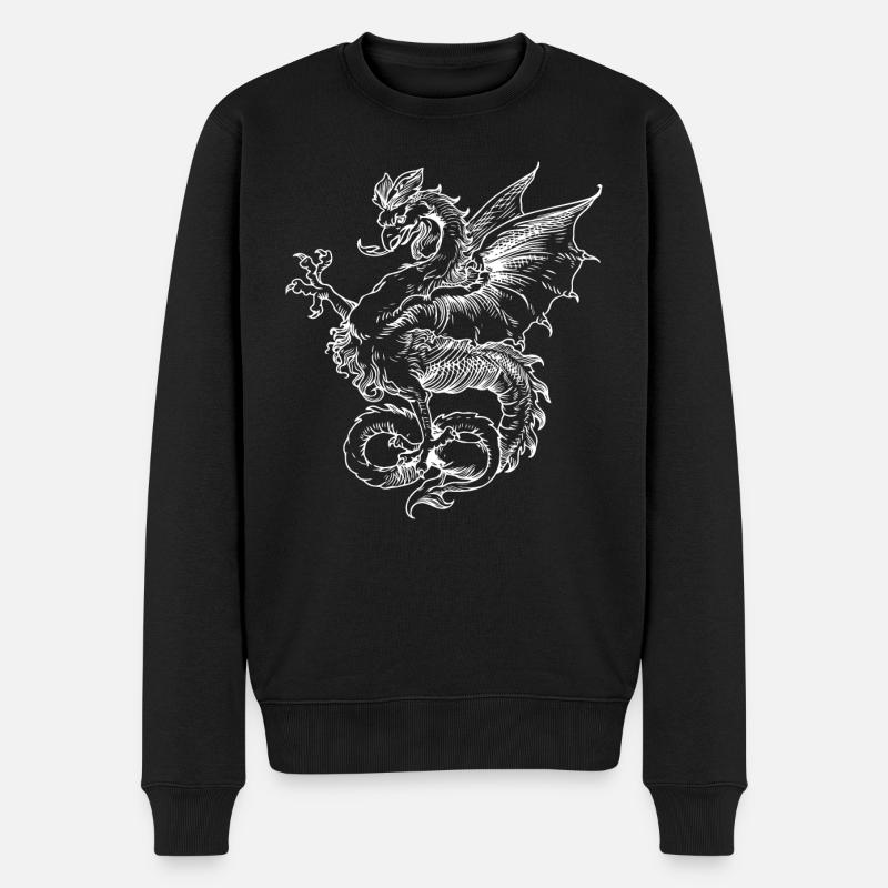 Mittelalterlicher Greif - Männer Premium Bio Pullover - Schwarz