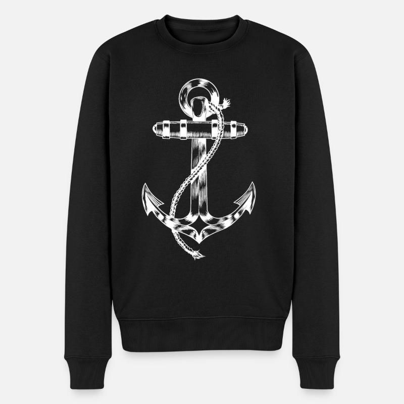 Ancre, marin, maritime, ahoy, capitaine, navire - Pull Premium bio Homme - noir