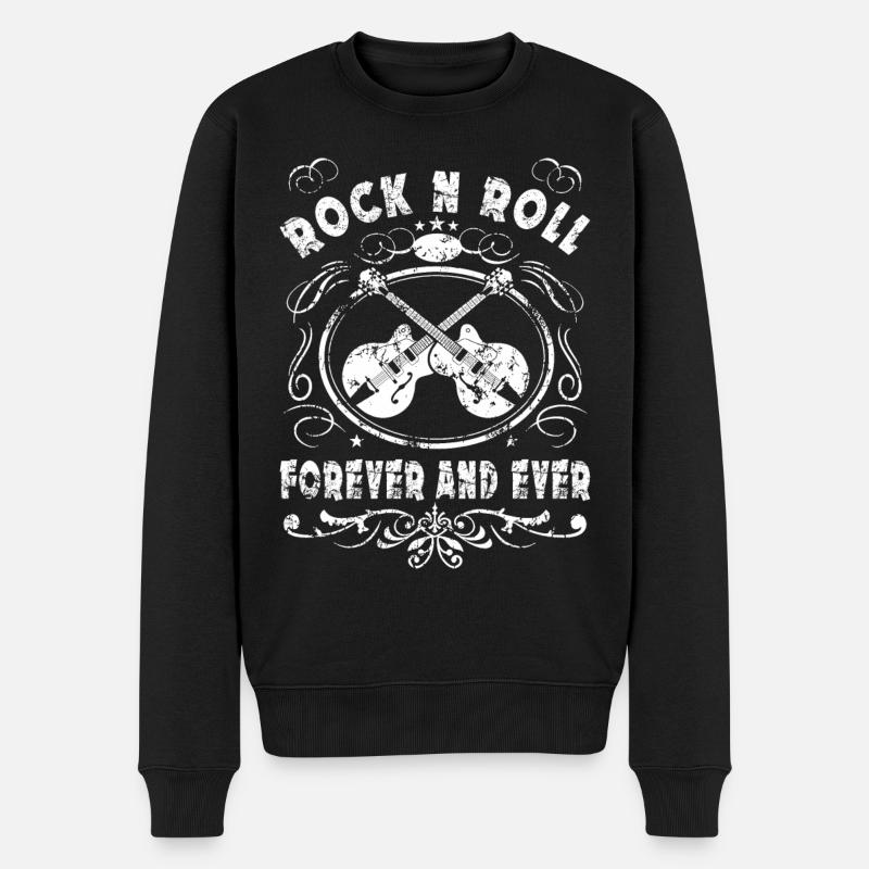 Rock N Roll für immer und ewig Grafik - Männer Premium Bio Pullover - Schwarz