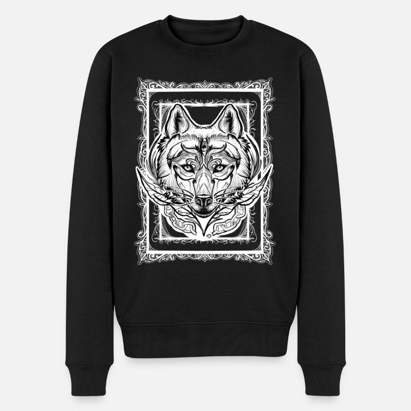 Mystical wolf with frame - Men's Premium Organic Jumper - black
