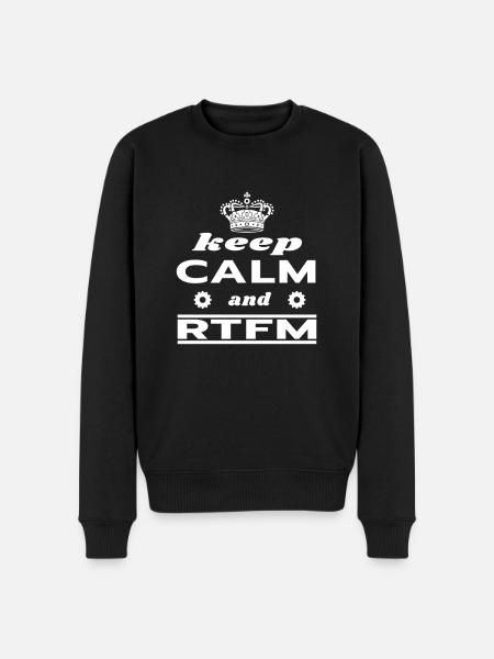 Keep Calm and RTFM - Männer Premium Bio Pullover - Schwarz