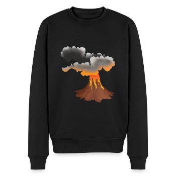 Erupting volcano design - Men's Premium Organic Jumper - black - Front - Nico (187cm)
