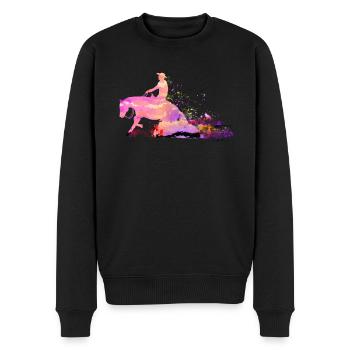 Reining Westernreiten Pferdeflüsterer Slidingstop - Männer Premium Bio Pullover - Schwarz - Vorne - Nico (187cm)