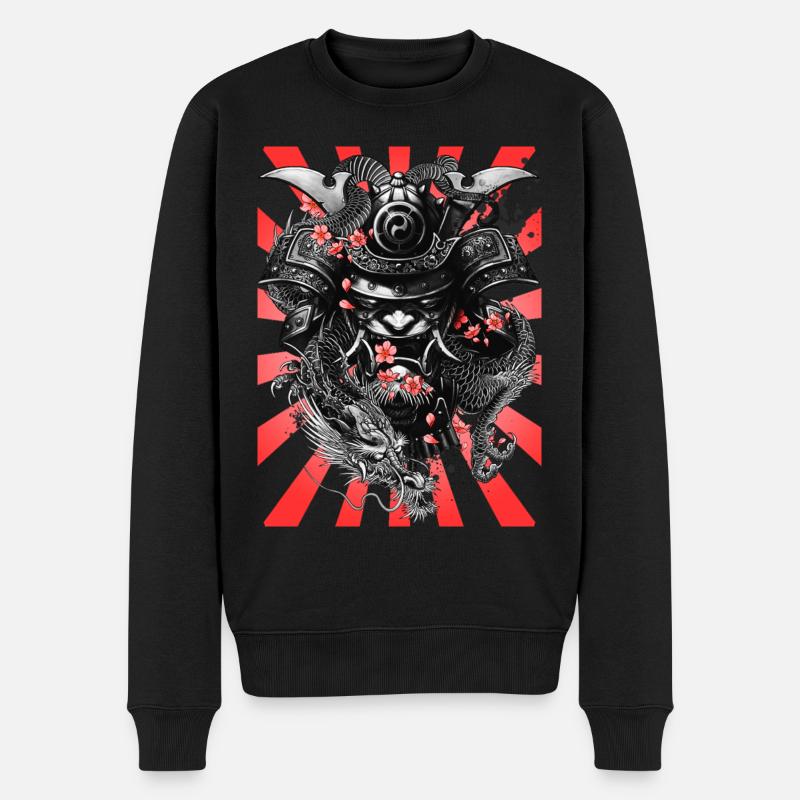 Samurai Krieger - Männer Premium Bio Pullover - Schwarz