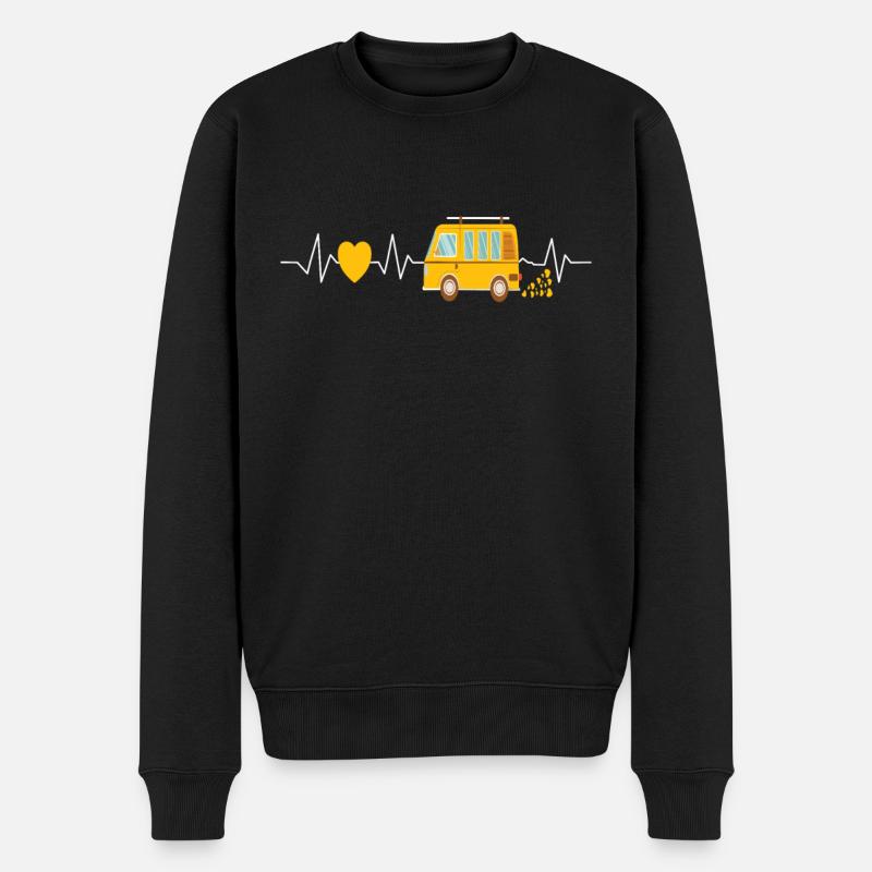 Camper Van Herzschlag - Männer Premium Bio Pullover - Schwarz