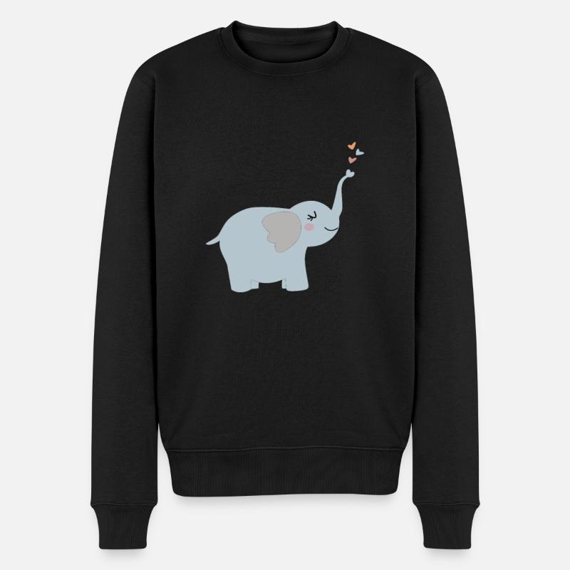 Éléphant mignon - Pull Premium bio Homme - noir