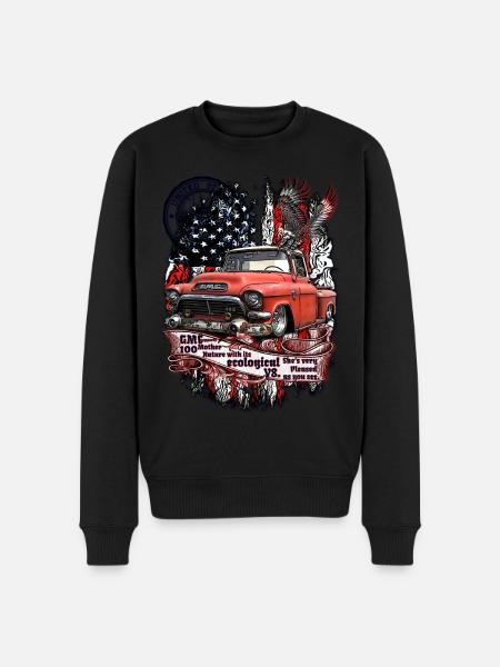Legendarisk V8 Pick Up Truck Amerikansk Flagga - Ekologisk premiumtröja herr - svart