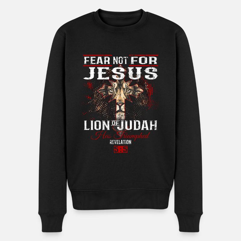 Jesus Christus - Der Löwe von Juda hat gesiegt - Männer Premium Bio Pullover - Schwarz