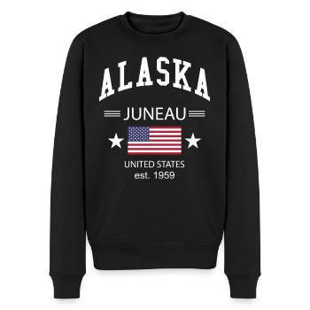 Alaska - Männer Premium Bio Pullover - Schwarz - Vorne - Nico (187cm)