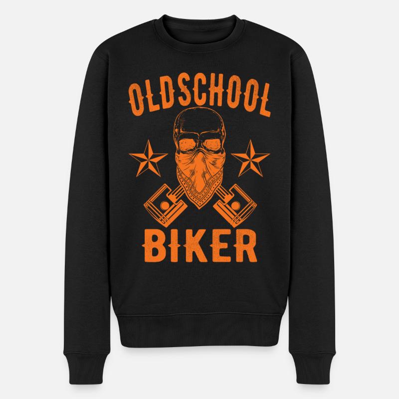 Oldschool Biker - Männer Premium Bio Pullover - Schwarz