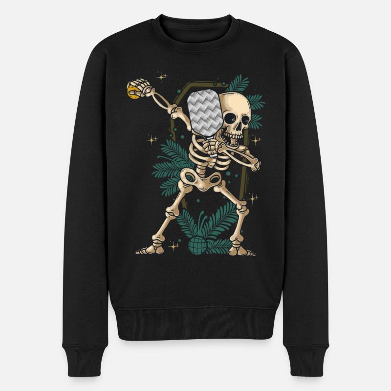 Halloween Pickleball Kostüm Dabbing Skelett - Männer Premium Bio Pullover - Schwarz