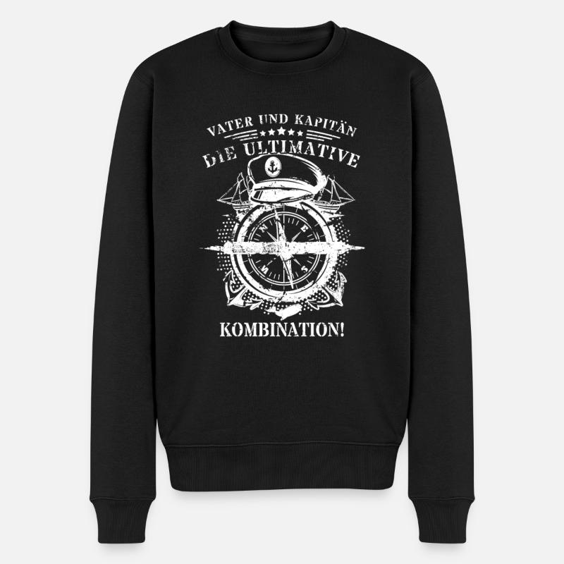 Vater und Kapitän: Die ultimative Kombination! - Männer Premium Bio Pullover - Schwarz