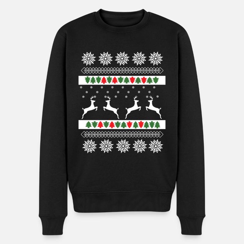 Weihnachtspulli Norweger Muster Rentiere - Männer Premium Bio Pullover - Schwarz