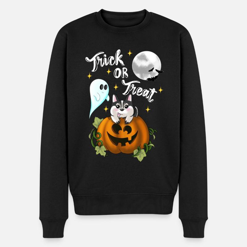 Trick or treat Hund weiß - Männer Premium Bio Pullover - Schwarz