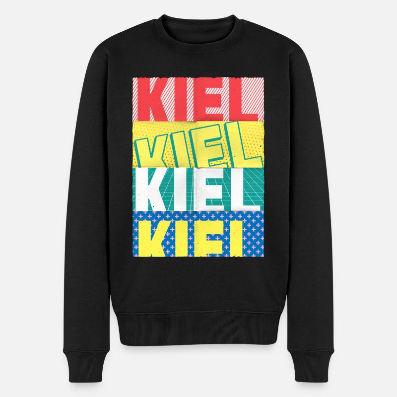 Kiel Deutschland Stadt Schrift Skyline - Männer Premium Bio Pullover - Schwarz