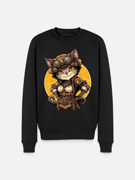 Steampunk Cat - Men's Premium Organic Jumper - black
