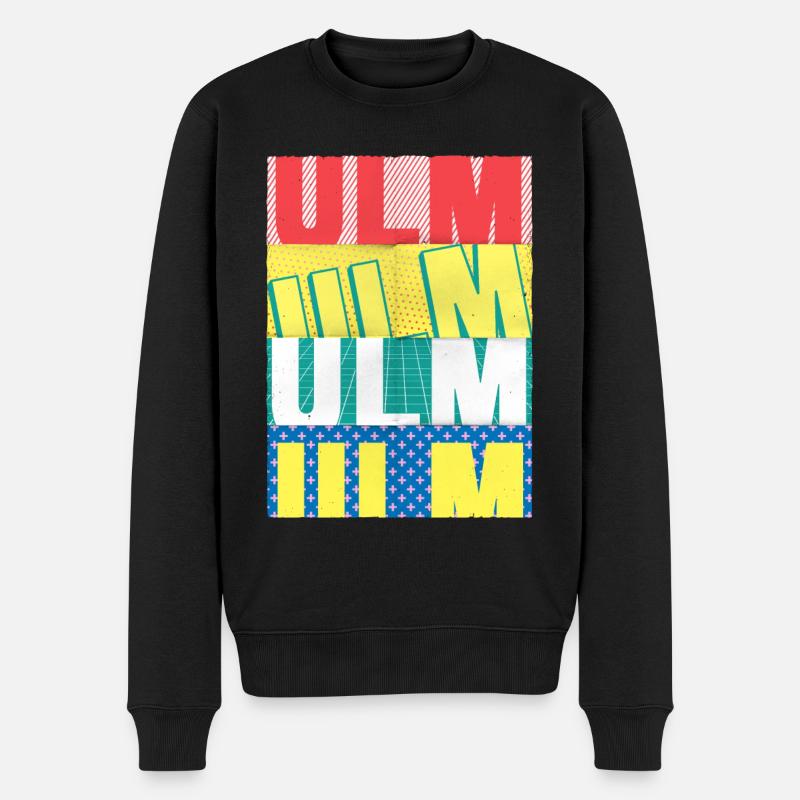 Ulm Deutschland Stadt Schrift Skyline - Männer Premium Bio Pullover - Schwarz