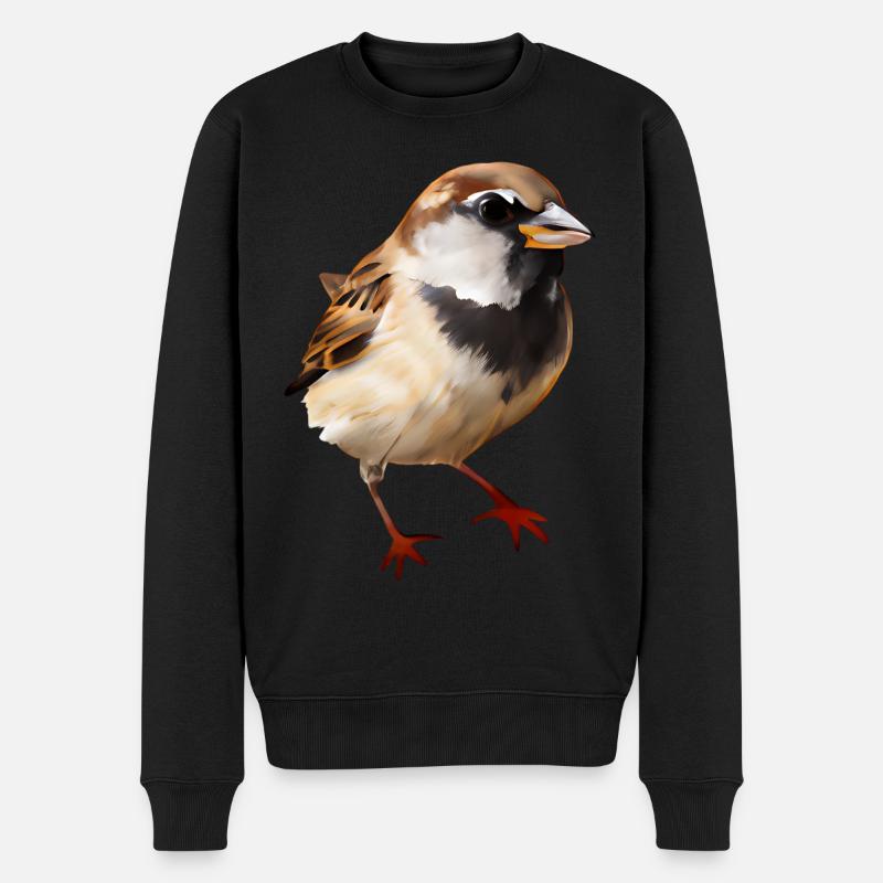 Haussperling - Vogelbeobachter-Design - Männer Premium Bio Pullover - Schwarz