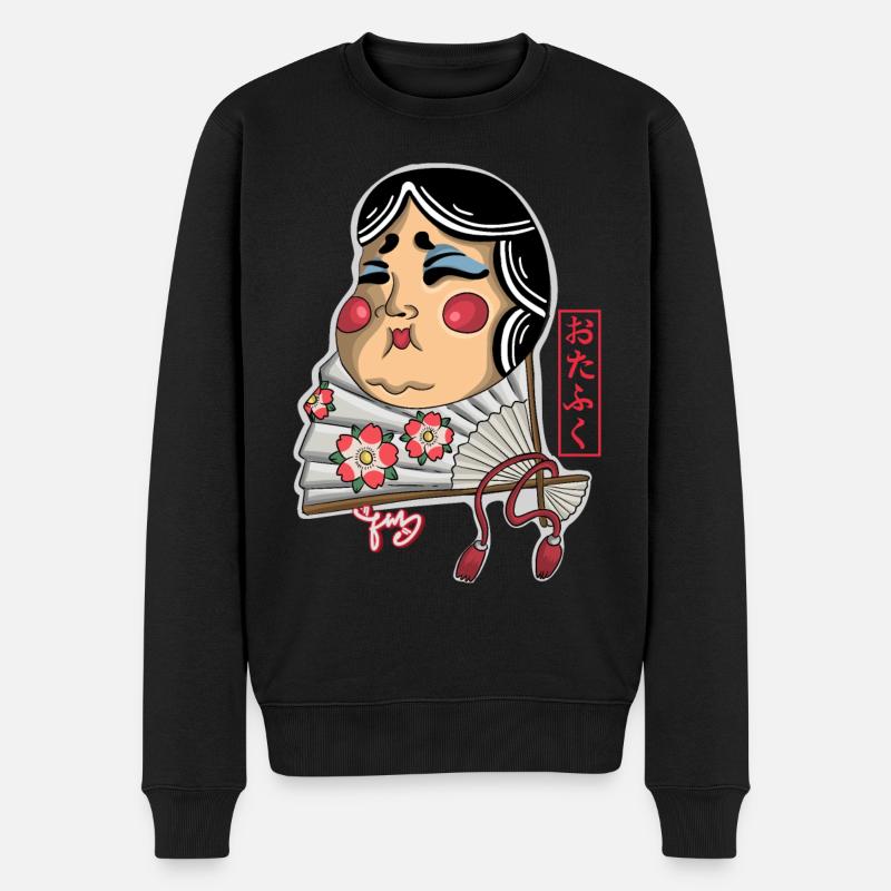 Yokai Otafuku - Männer Premium Bio Pullover - Schwarz