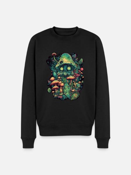 Trippy Alien - Männer Premium Bio Pullover - Schwarz