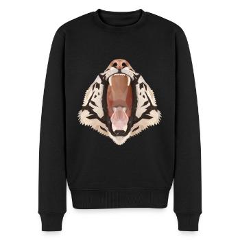 Tiger Polygon mit offenem Maul - Männer Premium Bio Pullover - Schwarz - Vorne - Nico (187cm)