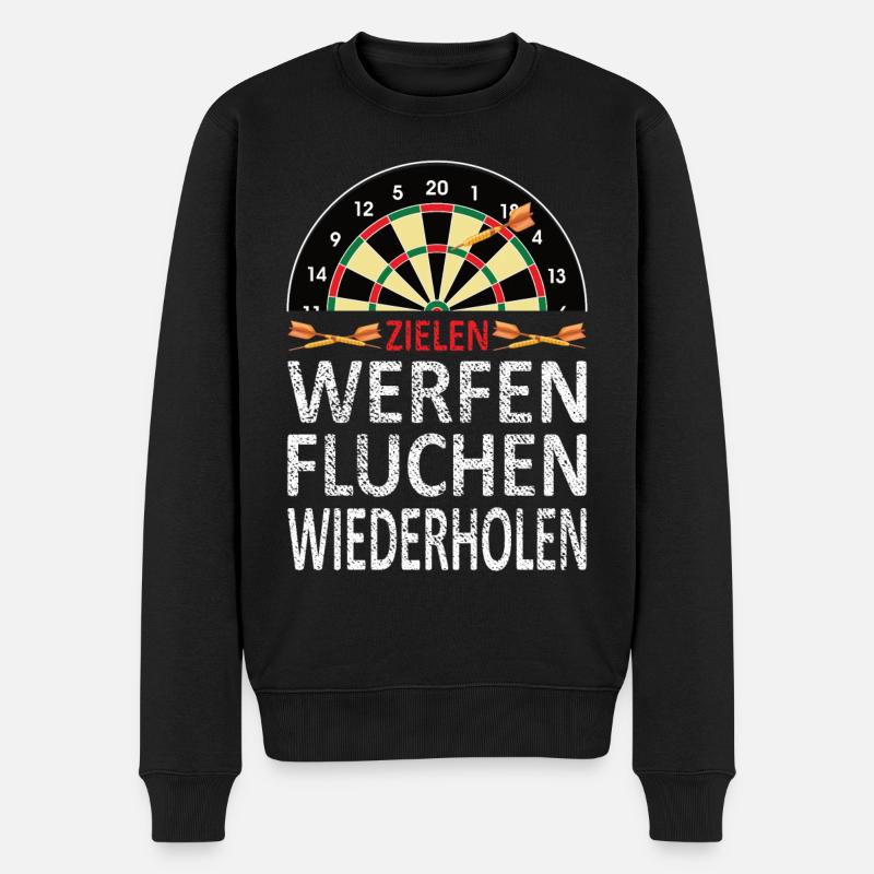 Zielen Werfen Fluchen Wiederholen Dart - Männer Premium Bio Pullover - Schwarz