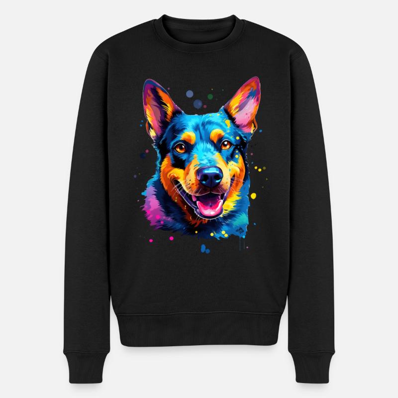 bunter Australian Cattle Dog - bunte Hunde - Männer Premium Bio Pullover - Schwarz