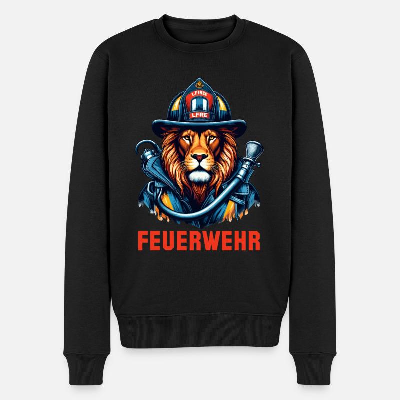 Feuerwehr Löwe Geschenk - Männer Premium Bio Pullover - Schwarz