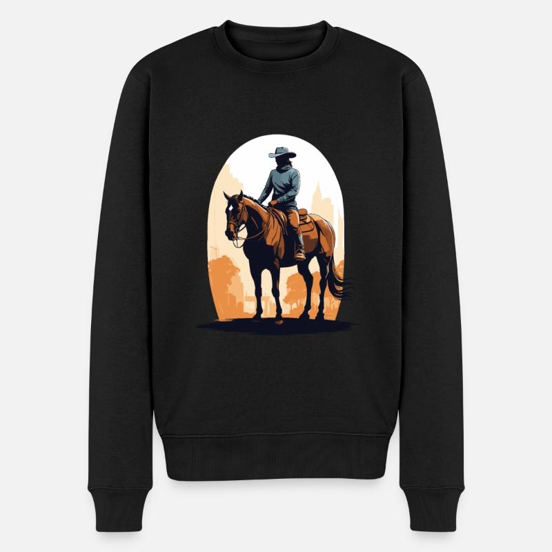 Esthétique Western Cavalier Streetwear - Pull Premium bio Homme - noir