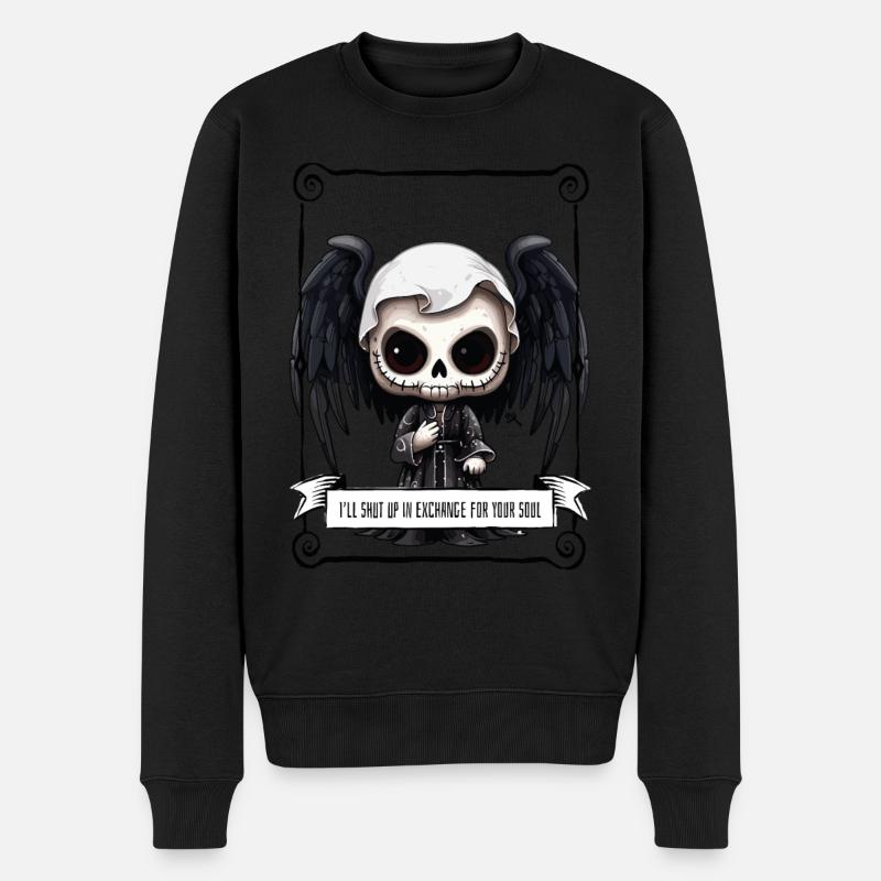 Angel - Skull - Männer Premium Bio Pullover - Schwarz