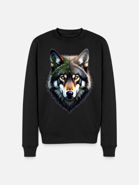 Wolf Head - Men's Premium Organic Jumper - black