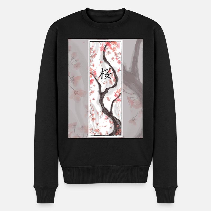 Sakura Sumi-e Kanji - Männer Premium Bio Pullover - Schwarz