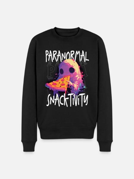 Paranormal Snacktivity - Cute Ghost Eating Pizza - Men's Premium Organic Jumper - black