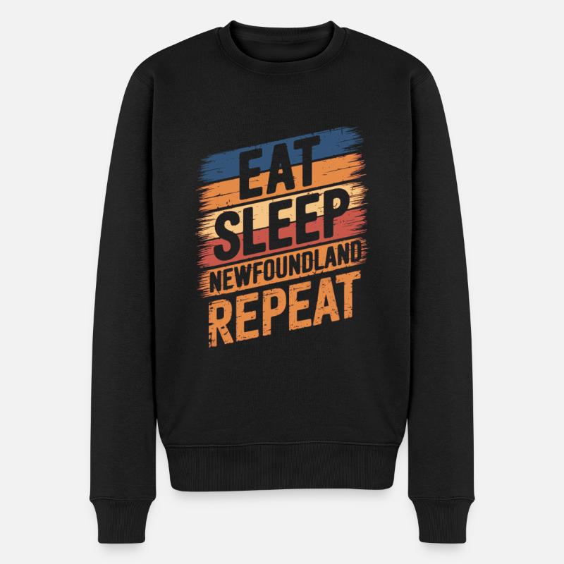 Eat. Sleep. Neufundländer. Repeat. - Männer Premium Bio Pullover - Schwarz