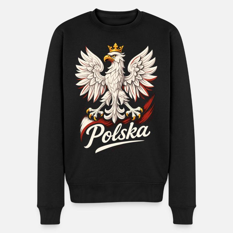 Pologne Polska aigle drapeau drapeau épique cadeau - Pull Premium bio Homme - noir