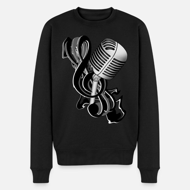 Microphone Clé de partition - Pull Premium bio Homme - noir