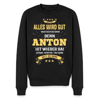 Alles wird gut denn Anton ist da- Shirt - Männer Premium Bio Pullover - Schwarz - Vorne - Nico (187cm)
