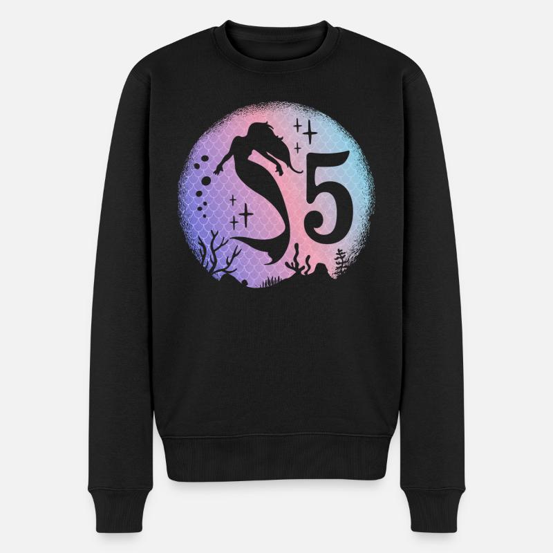 Meerjungfrau Geburtstag Mädchen 5 Jahre alt Nixe - Männer Premium Bio Pullover - Schwarz