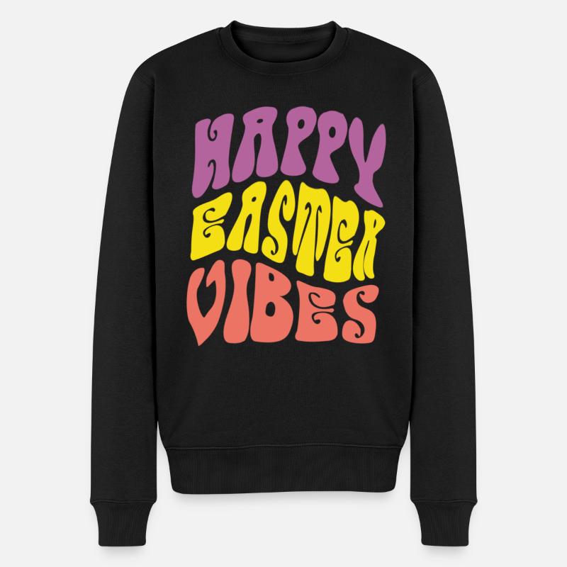 Happy Easter Vibes - Männer Premium Bio Pullover - Schwarz
