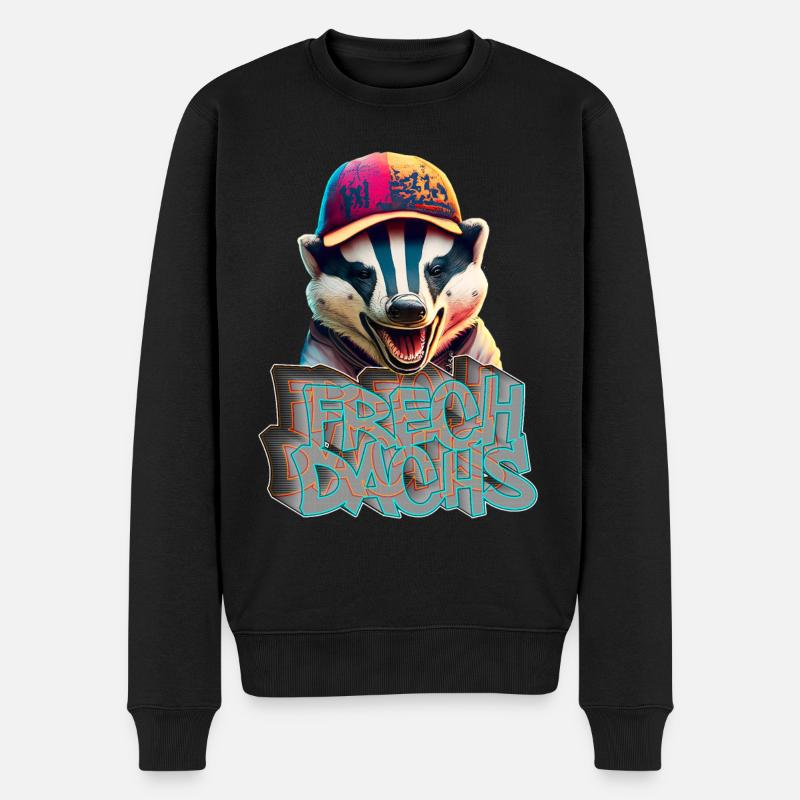 Frechdachs- Frecher Dachs Graffiti Style - Männer Premium Bio Pullover - Schwarz