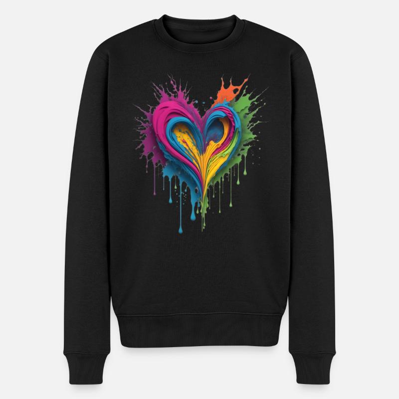 Cœur de peinture liquide - Pull Premium bio Homme - noir