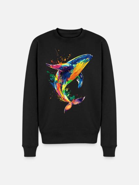 Wal Pop Art Bunt - Männer Premium Bio Pullover - Schwarz