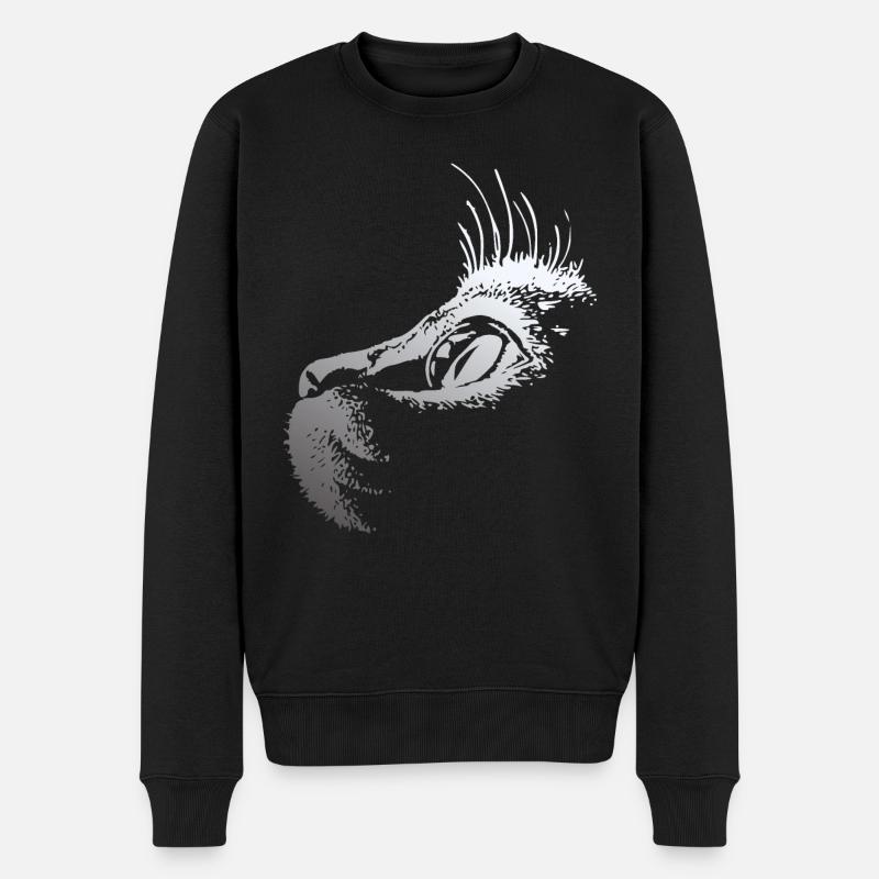 Katze Design Zeichnung - Männer Premium Bio Pullover - Schwarz