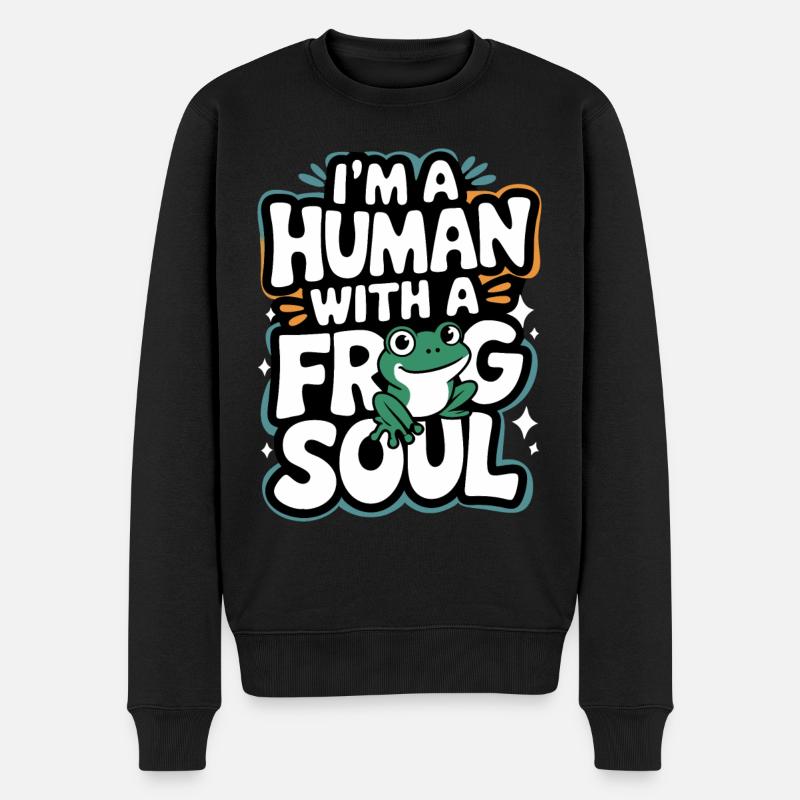 Frosch Kröte - Männer Premium Bio Pullover - Schwarz