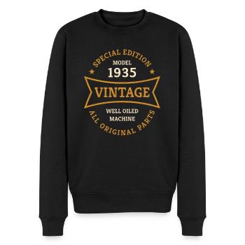 90. Geburtstag Jahrgang 1935 Vintage 90 Jahre - Männer Premium Bio Pullover - Schwarz - Vorne - Nico (187cm)