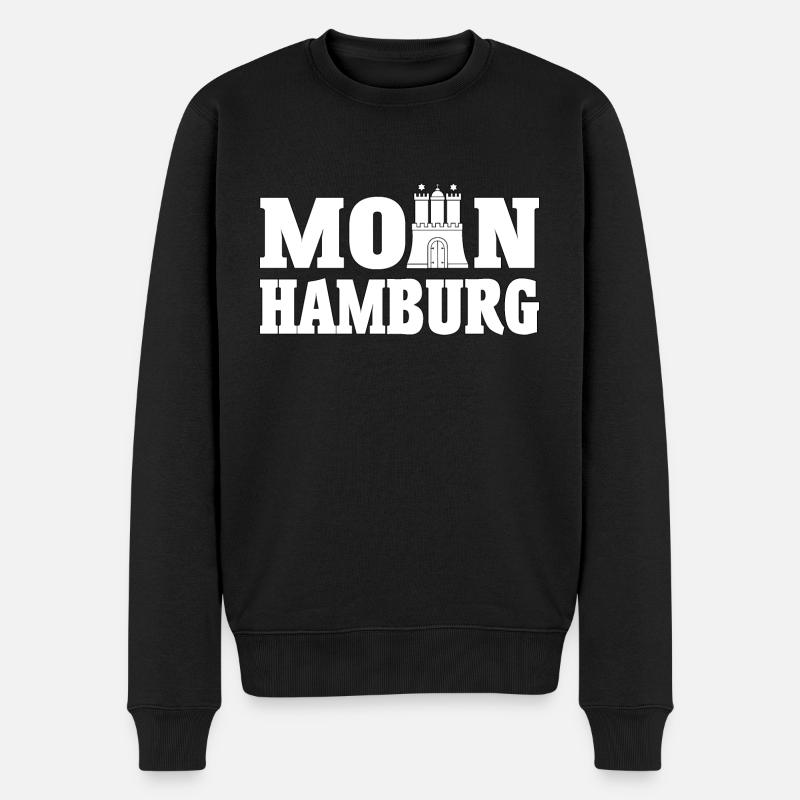 Moin Hamburg Burg Hansestadt weiß Geschenk - Männer Premium Bio Pullover - Schwarz