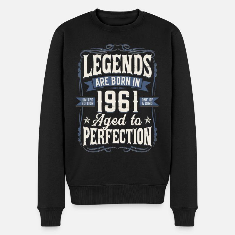 Jahrgang 1961 geboren Legende Geburtstag Geschenk - Männer Premium Bio Pullover - Schwarz